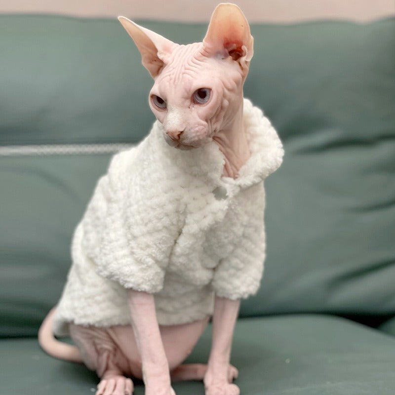 Sphynx Cat Clothes Plush Faux Fur Coat - PIKAPIKA