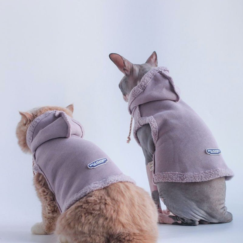 Sphynx Cat Clothes Plush Fleece Hoodie - PIKAPIKA