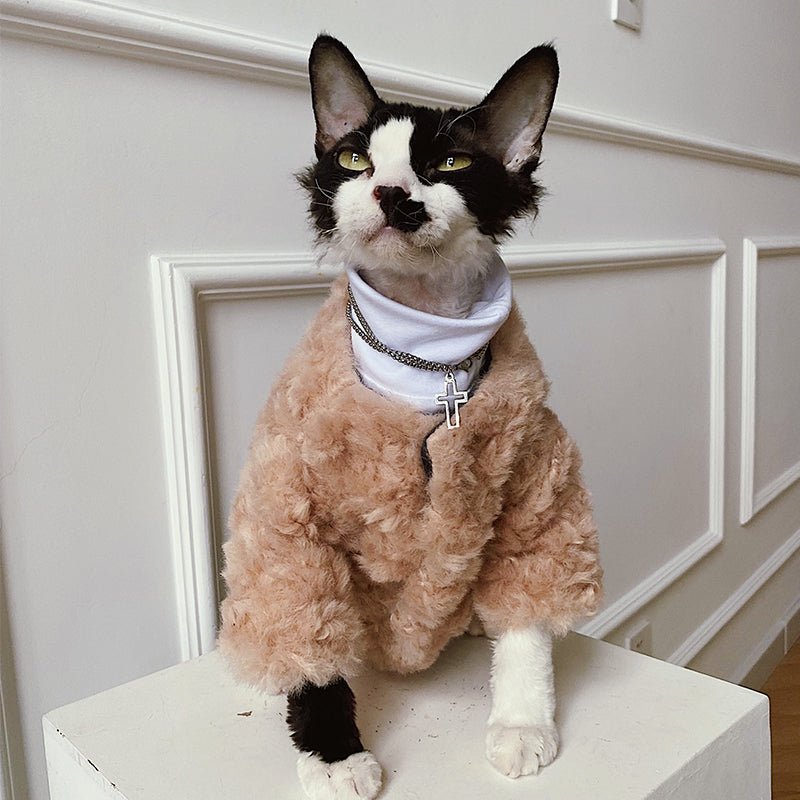 Sphynx Cat Clothes Plush Fleece Jacket - PIKAPIKA