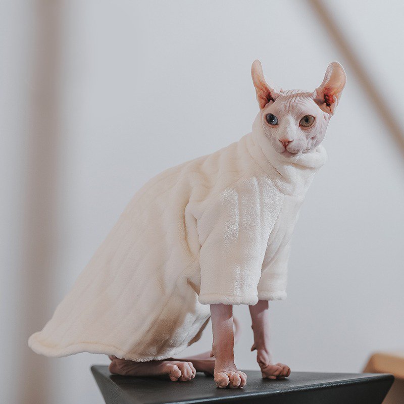 Sphynx Cat Clothes Plush Fleece Pullover Shirts - PIKAPIKA