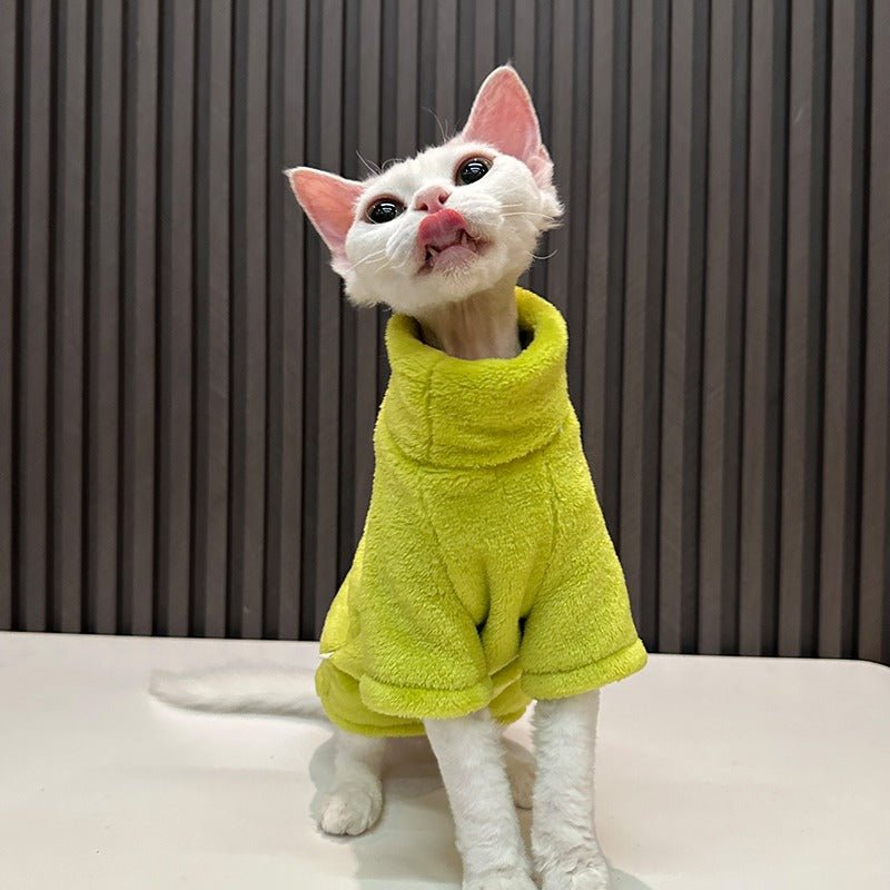 Sphynx Cat Clothes Polar Fleece Turtleneck Shirts - PIKAPIKA