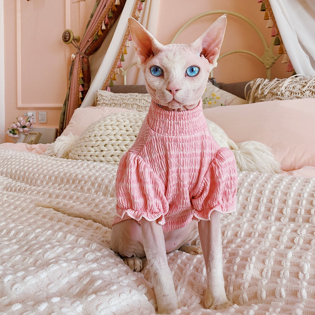Sphynx Cat Clothes Puff Sleeve Shirt - PIKAPIKA