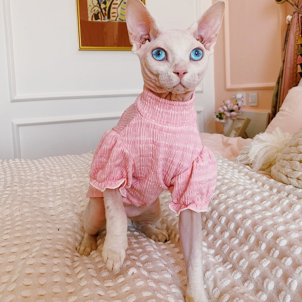 Sphynx Cat Clothes Puff Sleeve Shirt - PIKAPIKA
