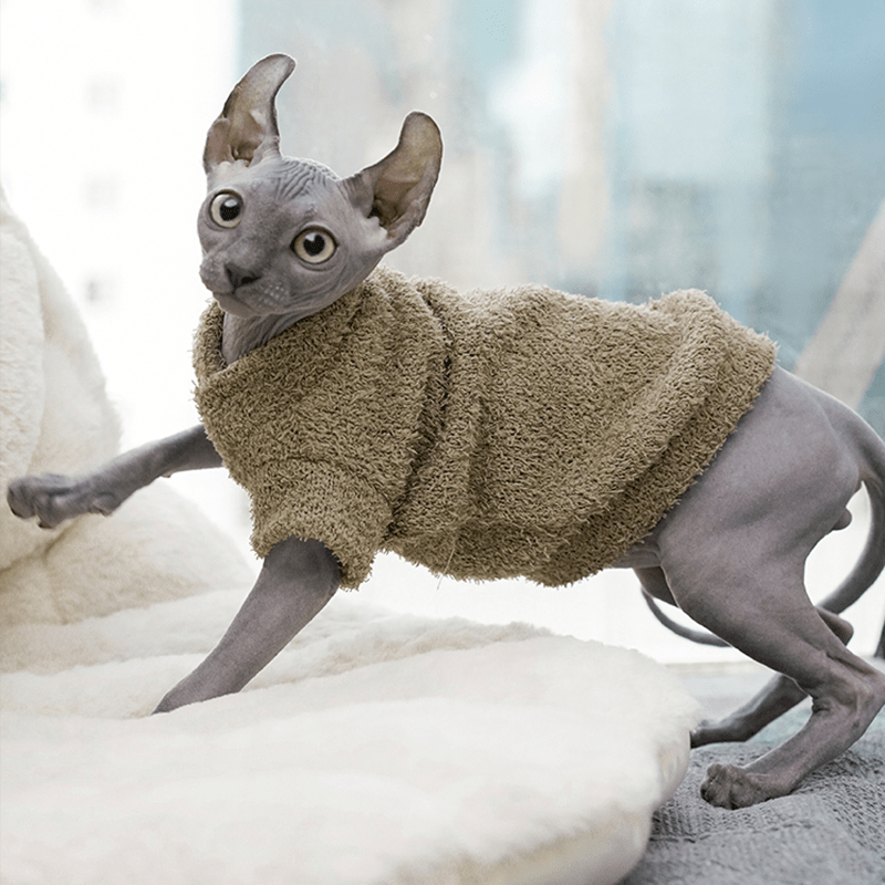 Sphynx Cat Clothes Sleeveless Winter Fleece Shirts Top Devon Rex Clothes - PIKAPIKA