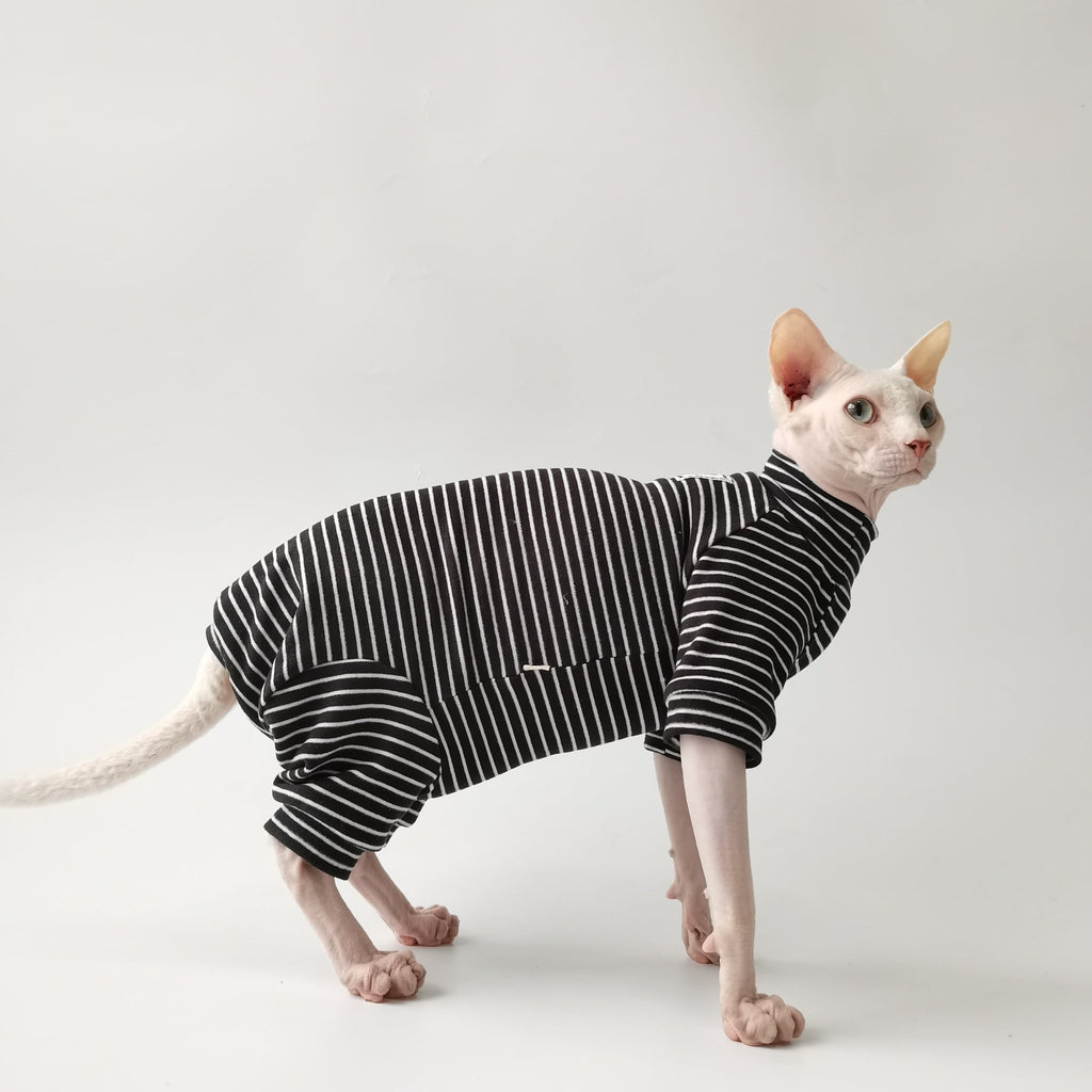 Sphynx Cat Clothes Soft Onesie Pajama with Hat & Tail - PIKAPIKA