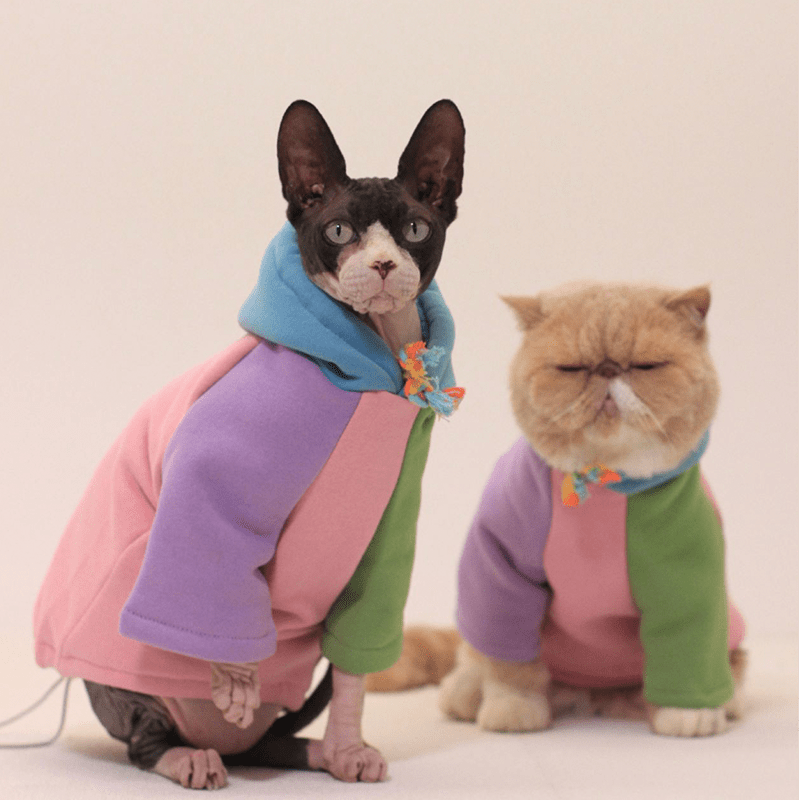 Sphynx Cat Clothes Tie Dye Hoodie Casual Devon Rex Clothes - PIKAPIKA