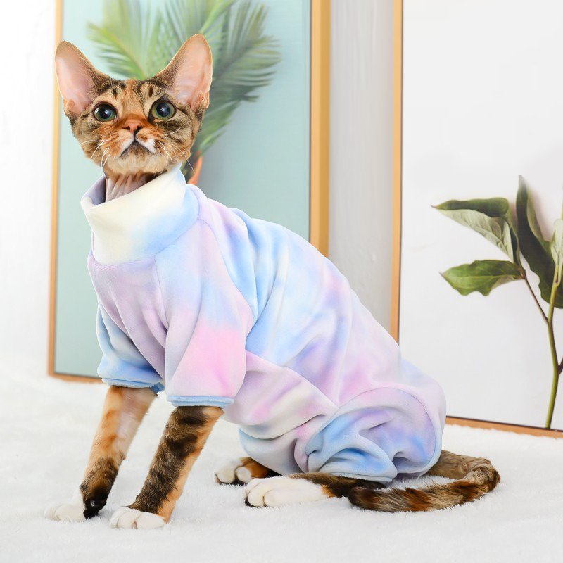 Sphynx Cat Clothes Tie Dye Turtleneck Onesie Pajama - PIKAPIKA