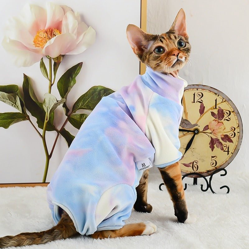 Sphynx Cat Clothes Tie Dye Turtleneck Onesie Pajama - PIKAPIKA