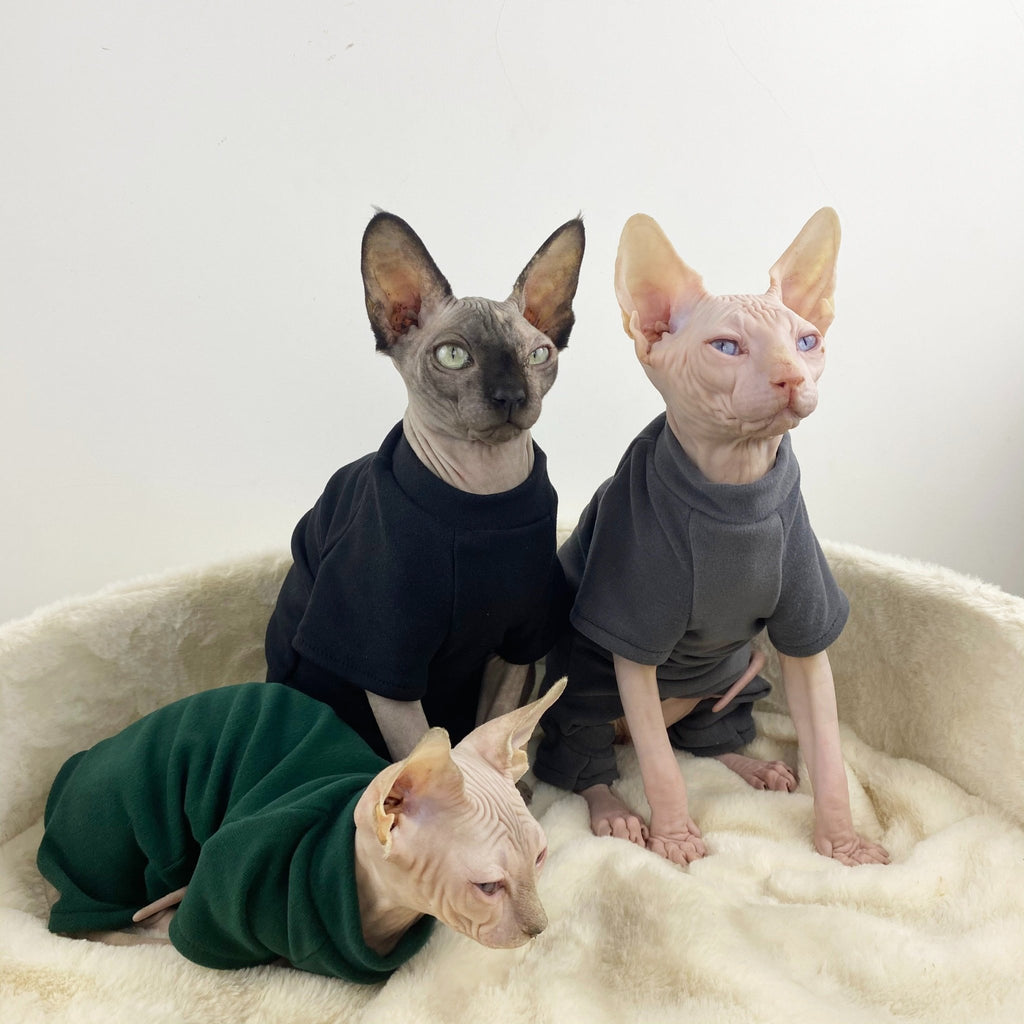 Sphynx Cat Clothes Turtleneck Fleece Onesie Pajama - PIKAPIKA