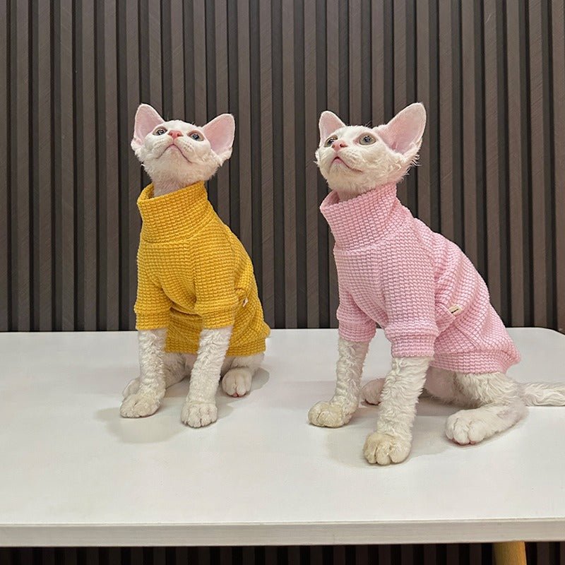 Sphynx Cat Clothes Waffle Fabric T-shirt - PIKAPIKA