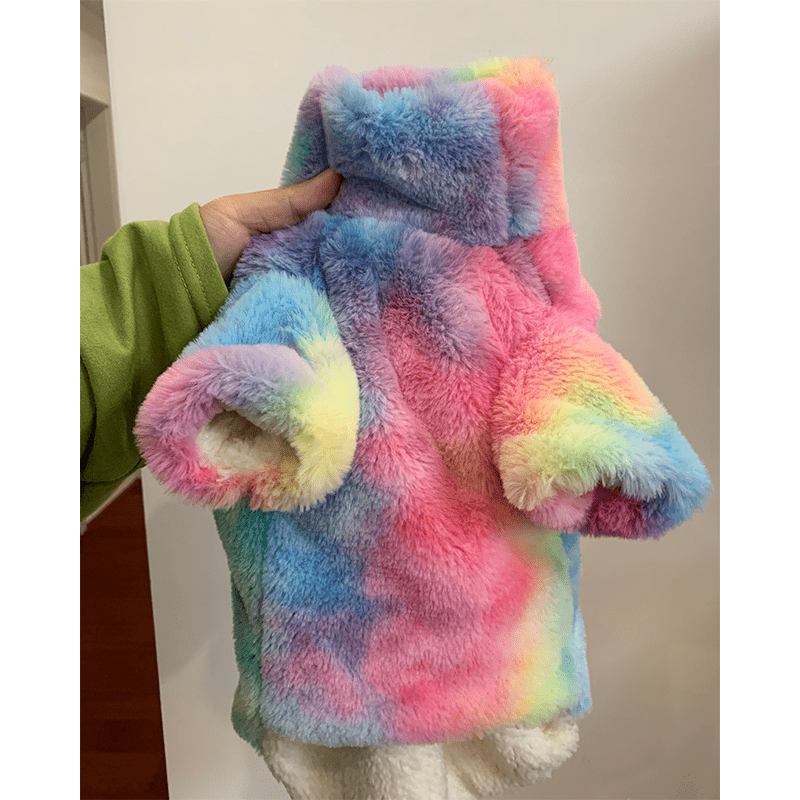 Sphynx Cat Coat Faux Fur Tie Dye Pullover Highneck Sleevless Wear Devon Rex Clothes - PIKAPIKA