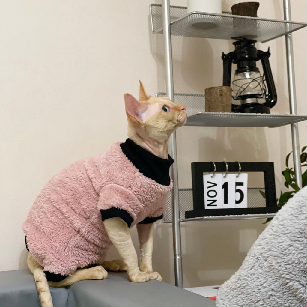 Sphynx Cat Coat Fleece Highneck Onesies 4Legs Cover Devon Rex Clothes - PIKAPIKA