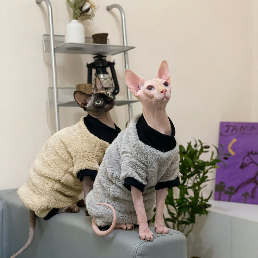 Sphynx Cat Coat Fleece Highneck Onesies 4Legs Cover Devon Rex Clothes - PIKAPIKA
