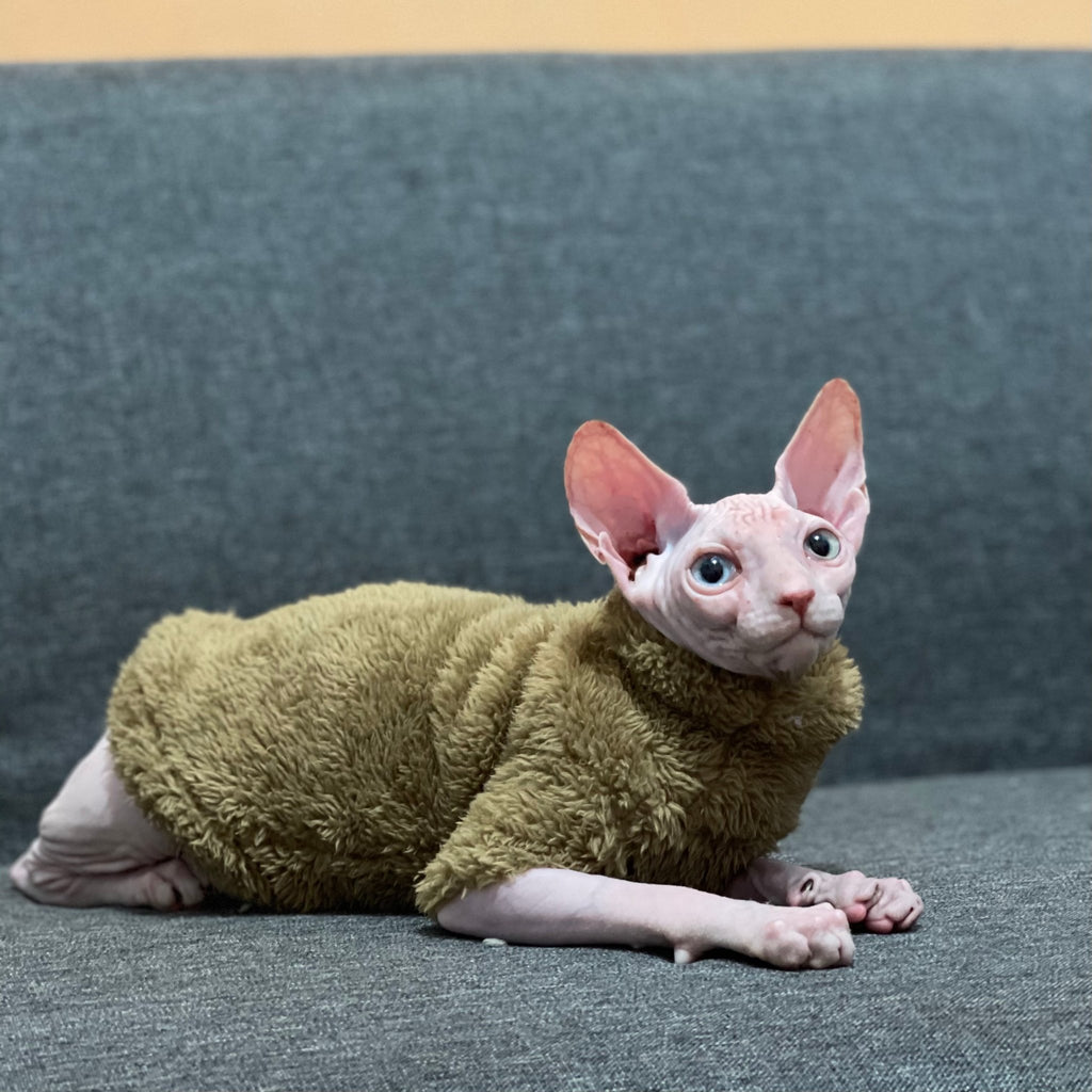 Sphynx Cat Coat Pullover Onesies Highneck Fleece Warm Soft Devon Rex Clothes - PIKAPIKA