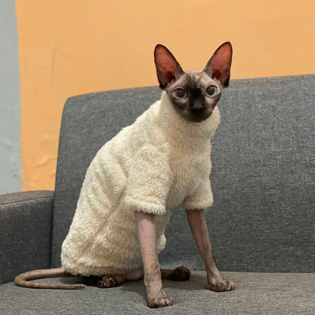 Sphynx Cat Coat Pullover Onesies Highneck Fleece Warm Soft Devon Rex Clothes - PIKAPIKA