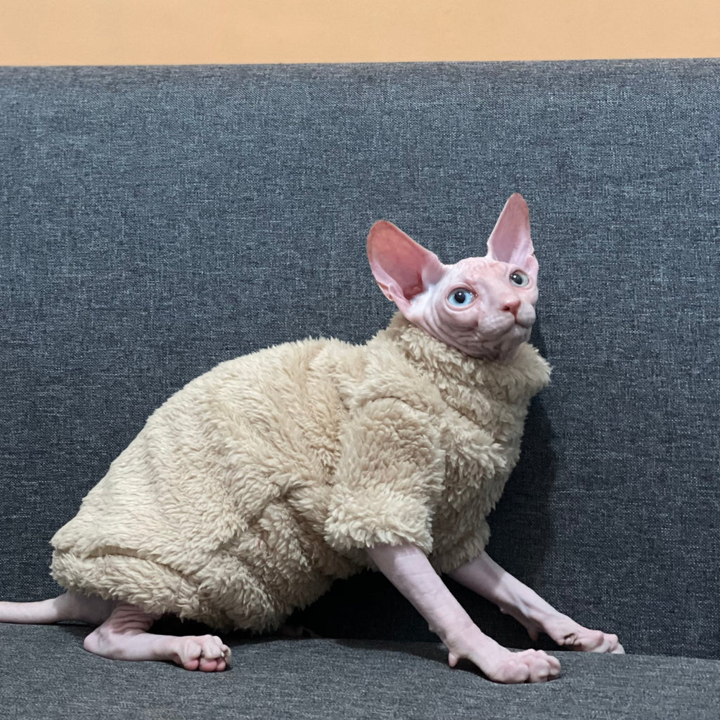 Sphynx Cat Coat Pullover Onesies Highneck Fleece Warm Soft Devon Rex Clothes - PIKAPIKA