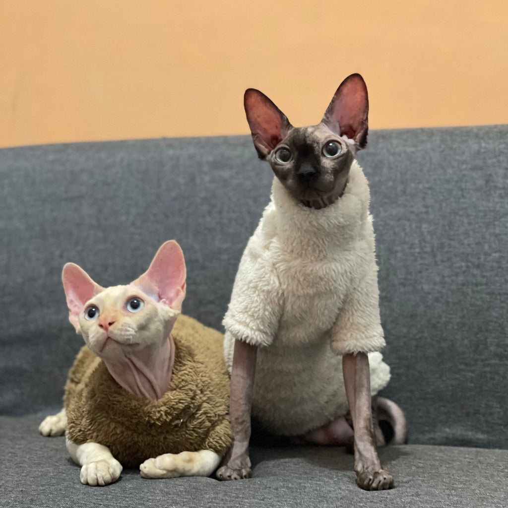 Sphynx Cat Coat Pullover Onesies Highneck Fleece Warm Soft Devon Rex Clothes - PIKAPIKA