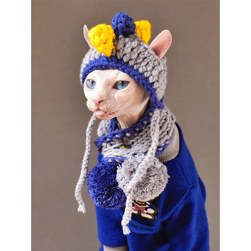 Sphynx Cat Hand Made Knitting Cat Hat Warm Scarves - PIKAPIKA