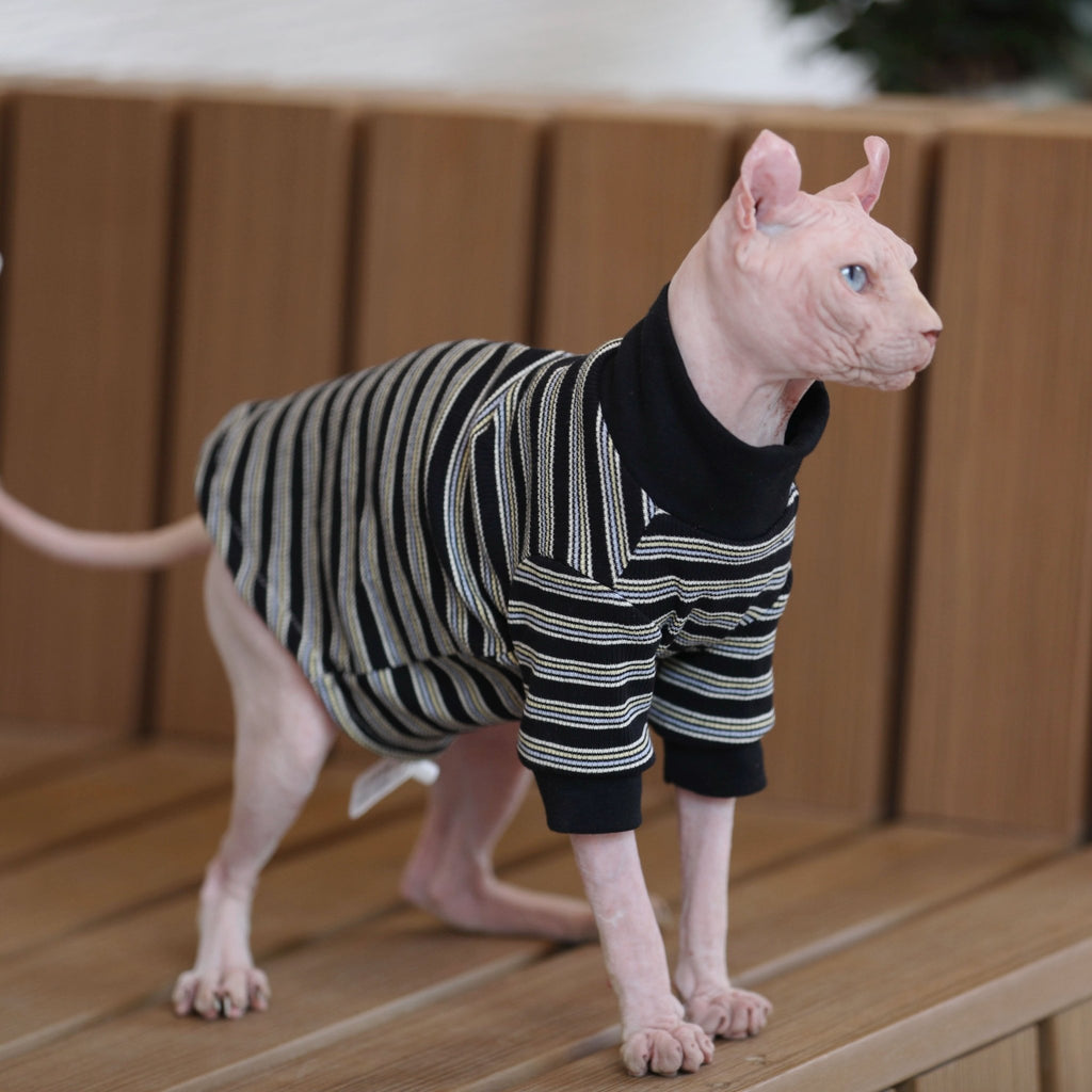 Sphynx Cat Sweaters Pullover Highneck Top Knit Wear Elastic Devon Rex Clothes - PIKAPIKA