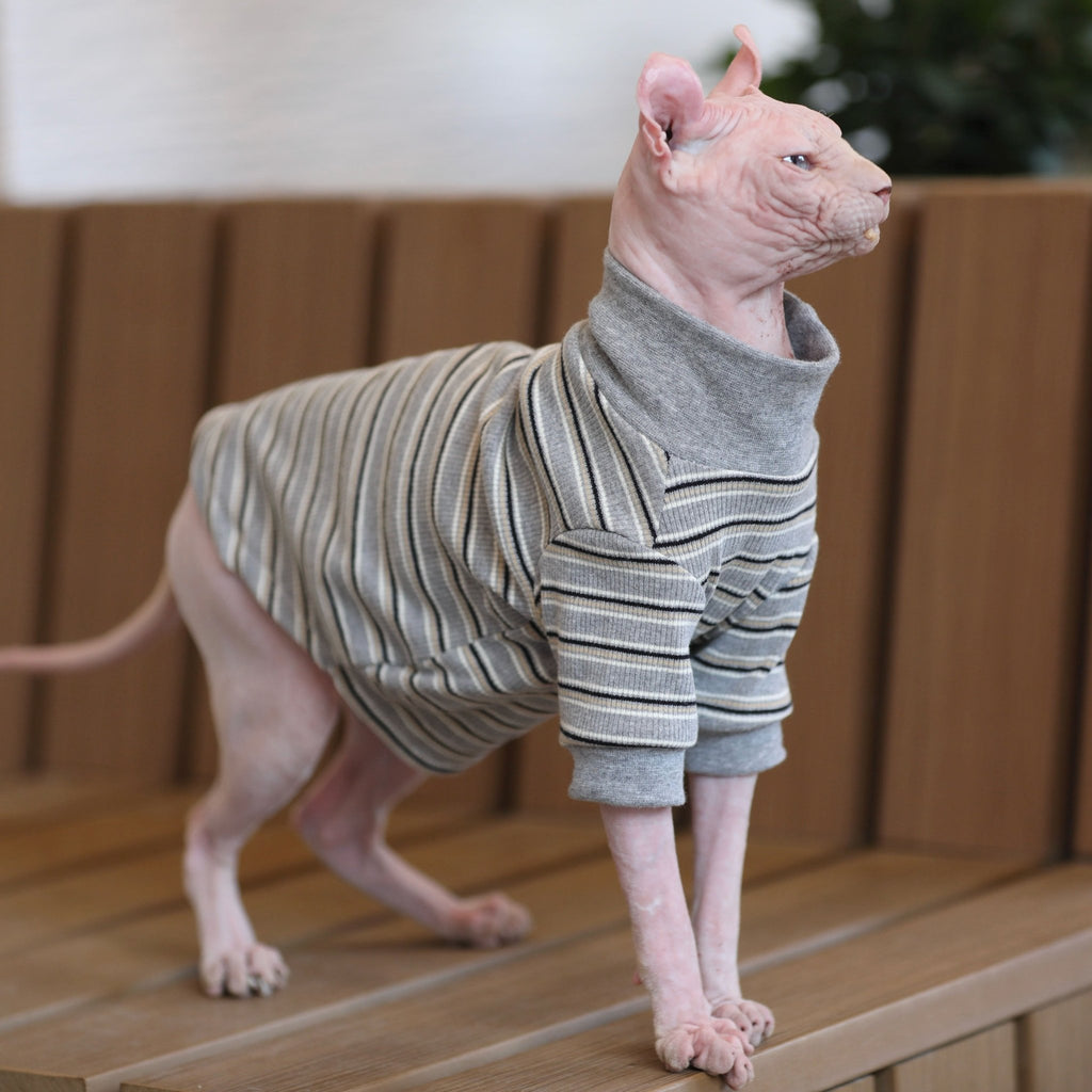 Sphynx Cat Sweaters Pullover Highneck Top Knit Wear Elastic Devon Rex Clothes - PIKAPIKA
