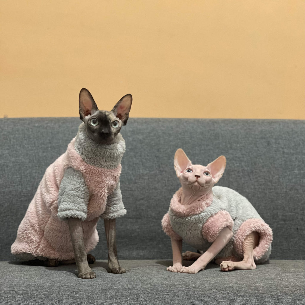 Sphynx Cat Vest Sleeveless 4Legs Highneck Fleece Coat Warm Devon Rex Clothes - PIKAPIKA