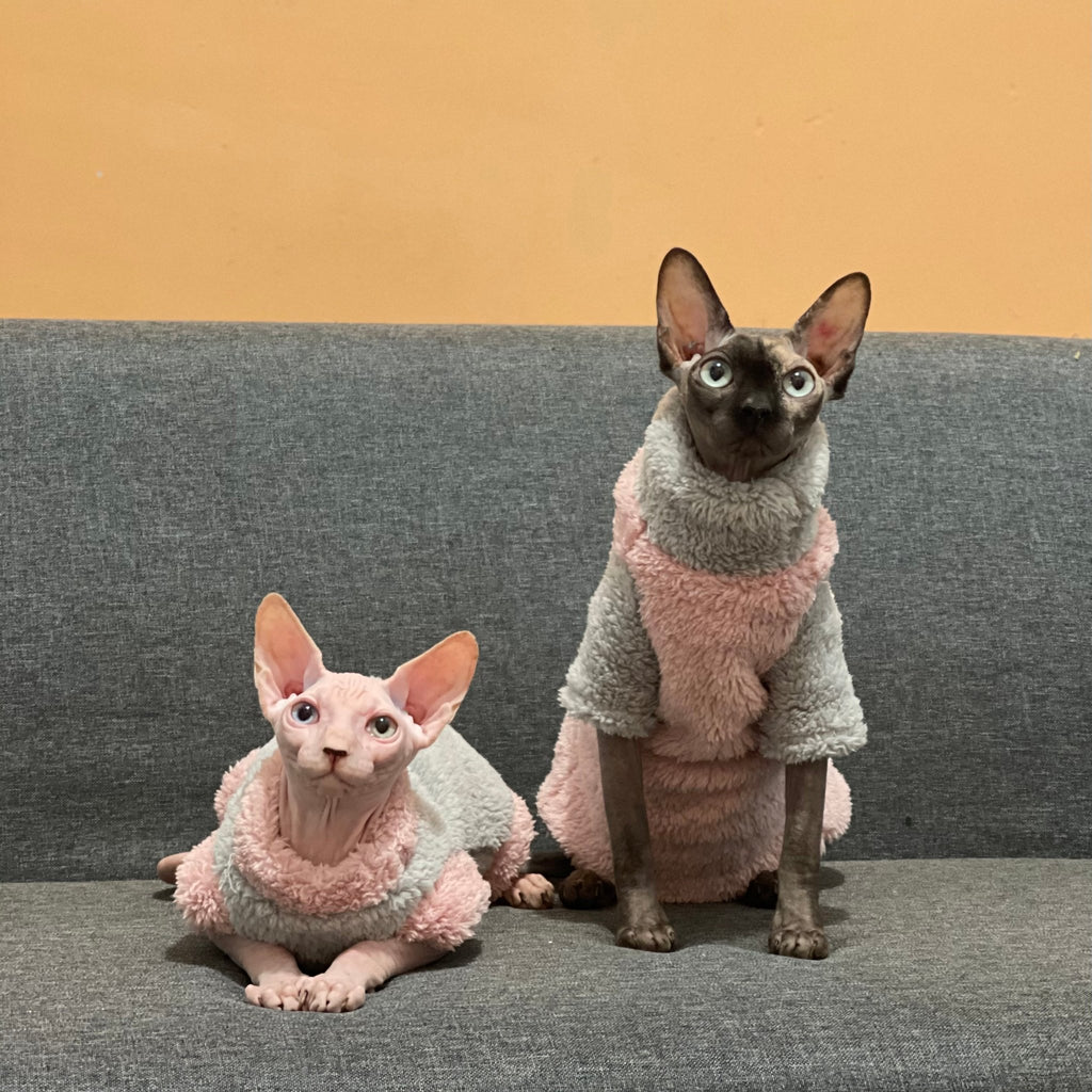 Sphynx Cat Vest Sleeveless 4Legs Highneck Fleece Coat Warm Devon Rex Clothes - PIKAPIKA