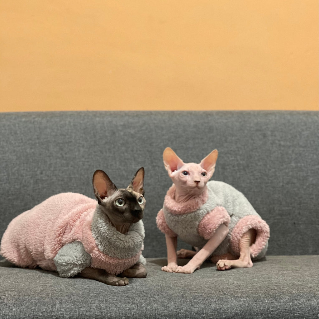 Sphynx Cat Vest Sleeveless 4Legs Highneck Fleece Coat Warm Devon Rex Clothes - PIKAPIKA