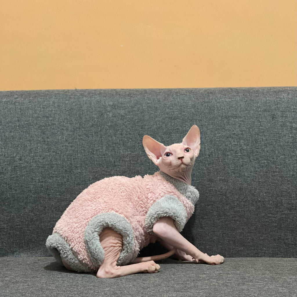 Sphynx Cat Vest Sleeveless 4Legs Highneck Fleece Coat Warm Devon Rex Clothes - PIKAPIKA