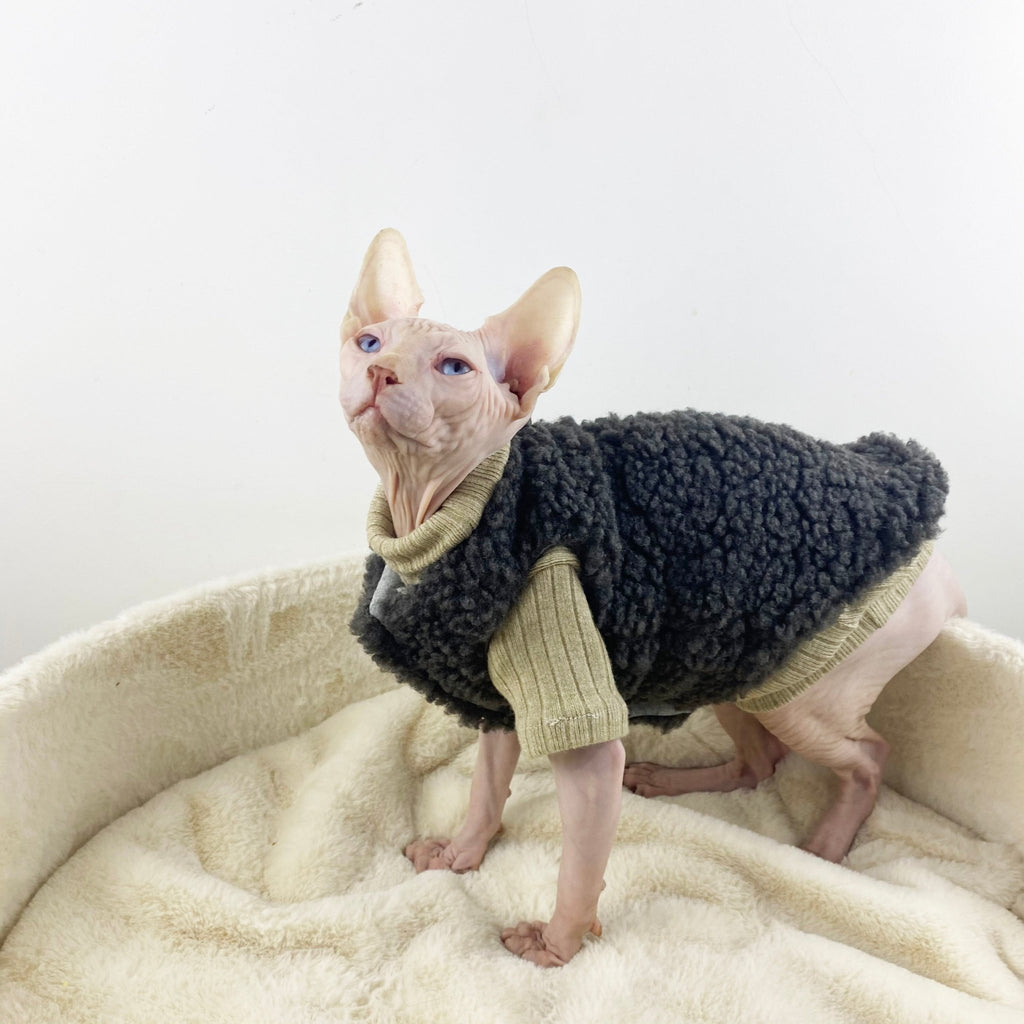 Sphynx Cat Vest Sleeveless Fleece Button Coat Warm Devon Rex Clothes - PIKAPIKA
