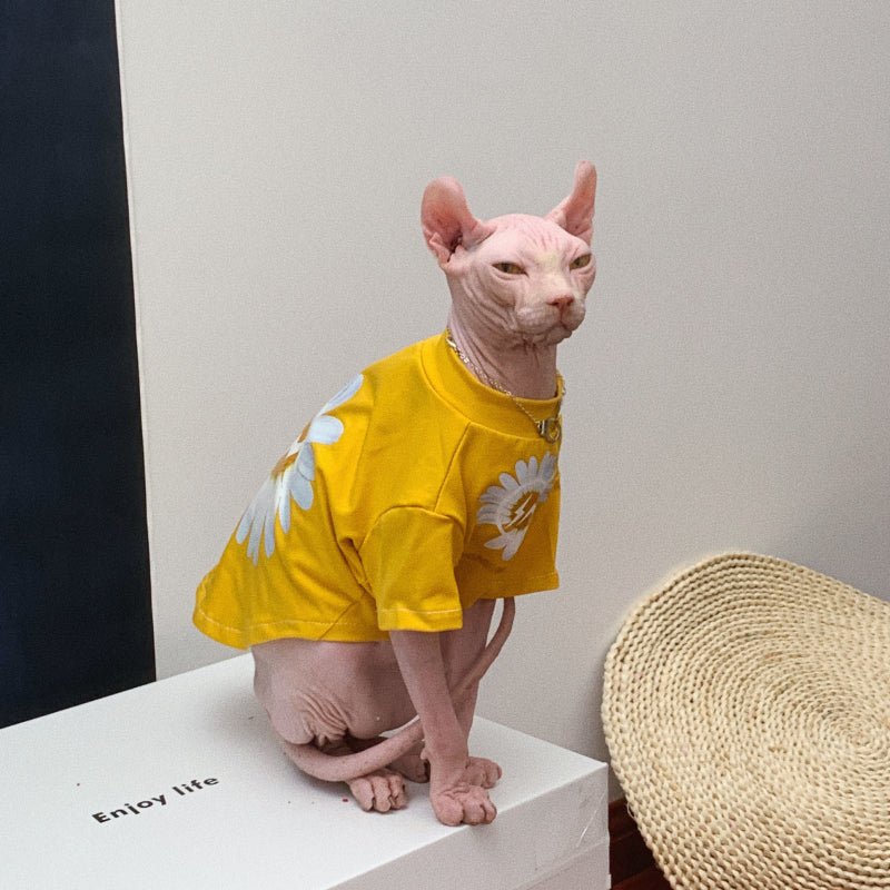 Sphynx Design T-shirts Breathable Cat Clothes - PIKAPIKA