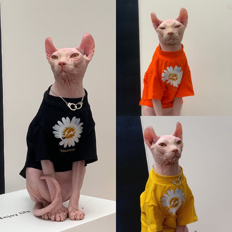 Sphynx Design T-shirts Breathable Cat Clothes - PIKAPIKA