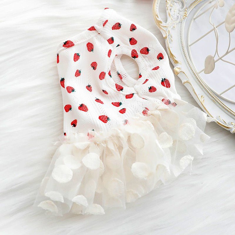 Strawberry Sleeveless Organza Cat Dress Cat Clothes - PIKAPIKA
