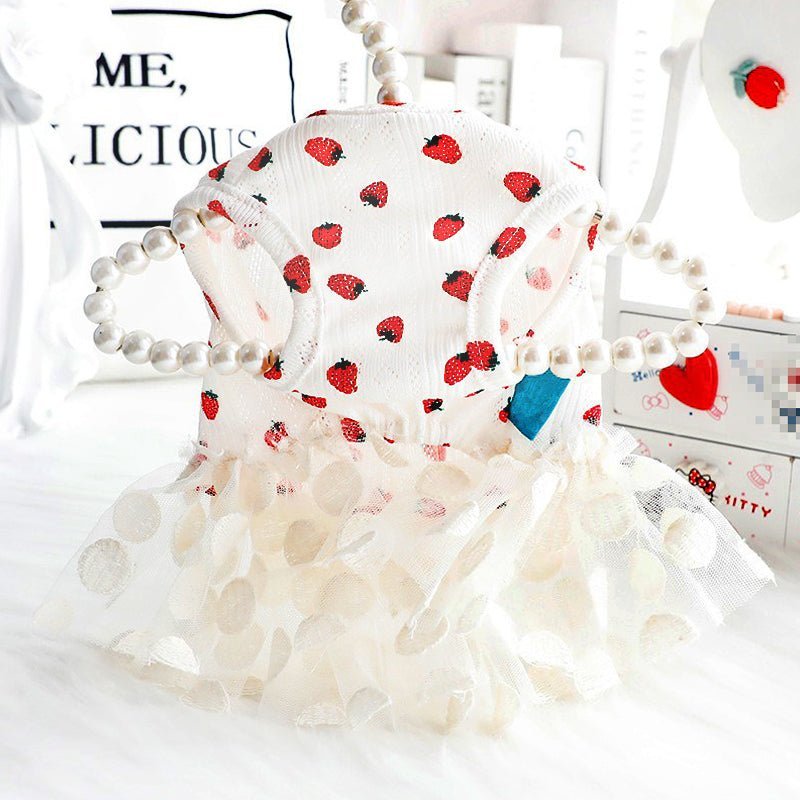 Strawberry Sleeveless Organza Cat Dress Cat Clothes - PIKAPIKA