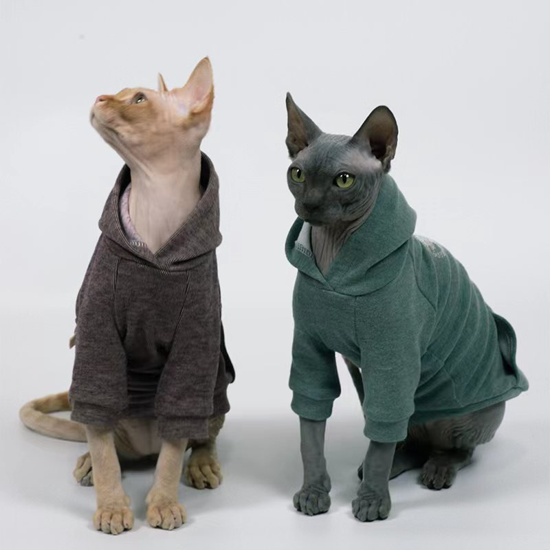 Stretch Fleece Soft Hoodie Sphynx Cat Clothes - PIKAPIKA
