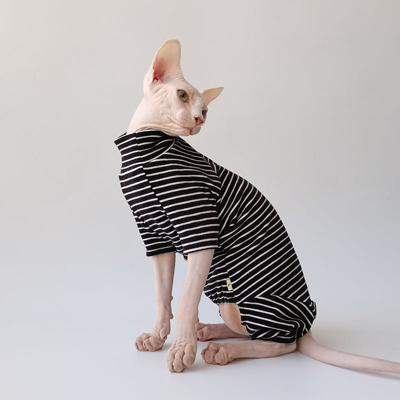 Stripe Basic Onesie Sphynx Cat Clothes - PIKAPIKA
