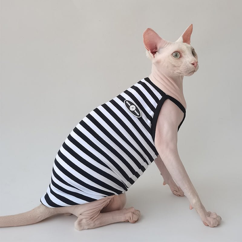 Stripe Cotton Tank Top Shirt Sphynx Cat Clothes - PIKAPIKA