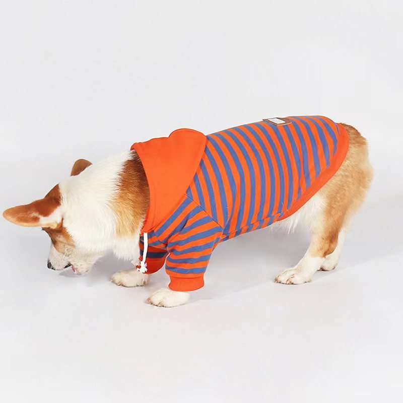 Stripe Hoodie Corgi Dog Clothes - PIKAPIKA