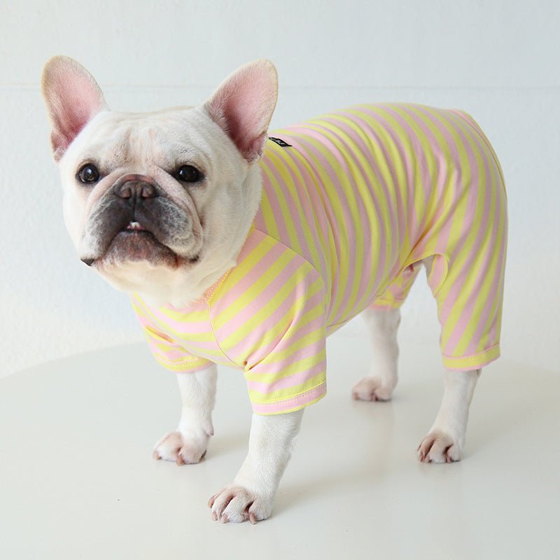 Stripe Onesie Pajama Bulldog Dog Clothes - PIKAPIKA