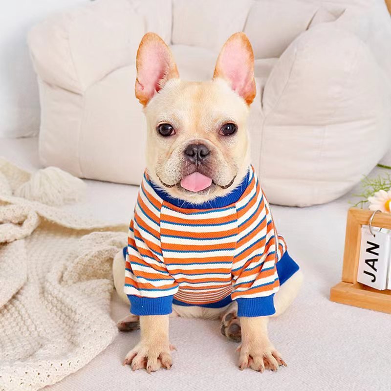Stripe Shirt Sweatshirt Bulldog Dog Clothes - PIKAPIKA