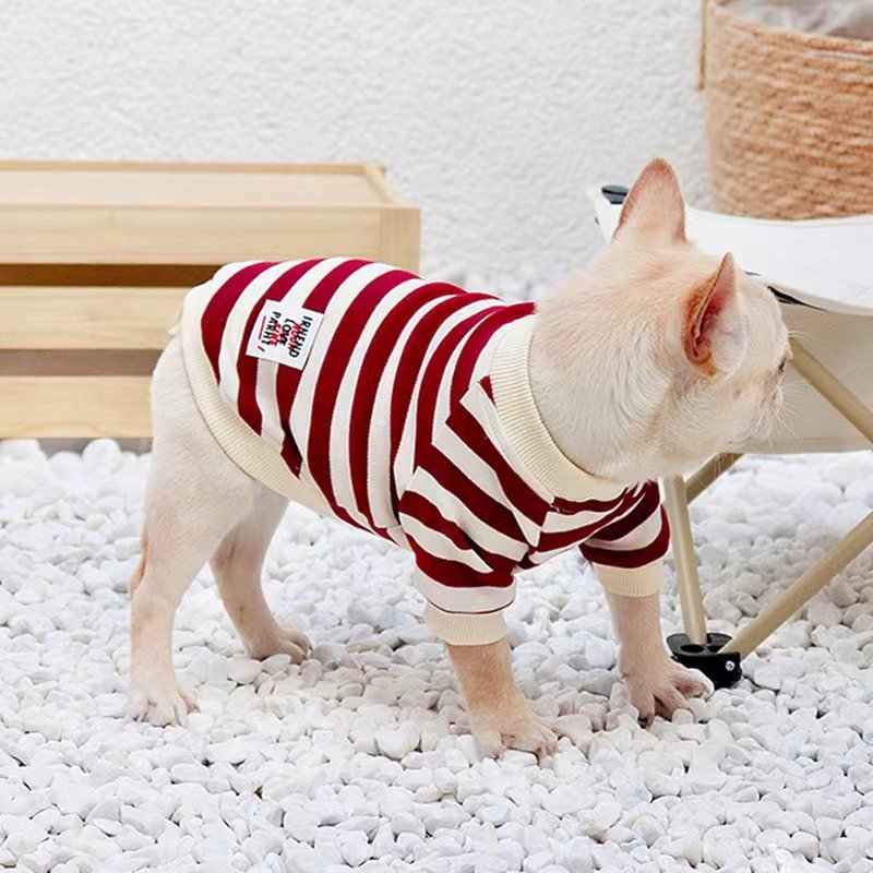 Stripe Shirts Sweatshirt Bulldog Dog Clothes - PIKAPIKA