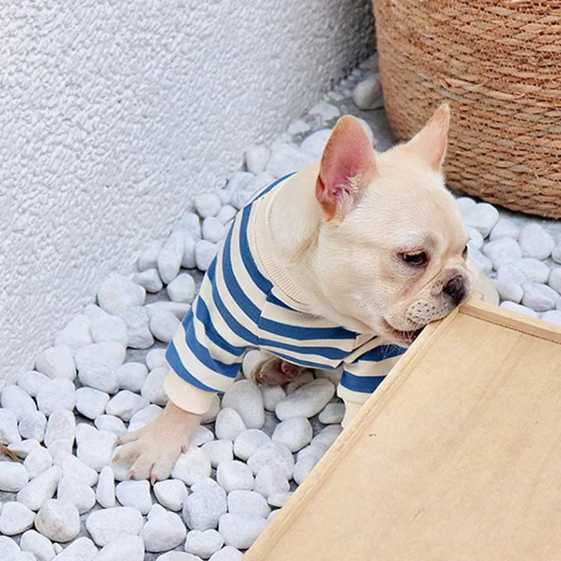 Stripe Shirts Sweatshirt Bulldog Dog Clothes - PIKAPIKA