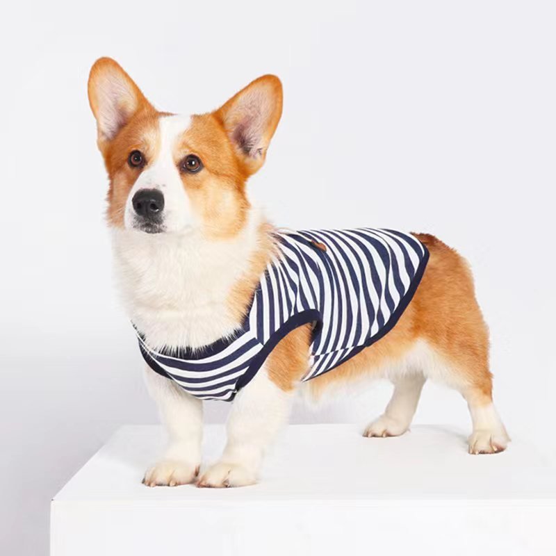 Stripe Sleeveless Tank Top Shirt Corgi Dog Clothes - PIKAPIKA
