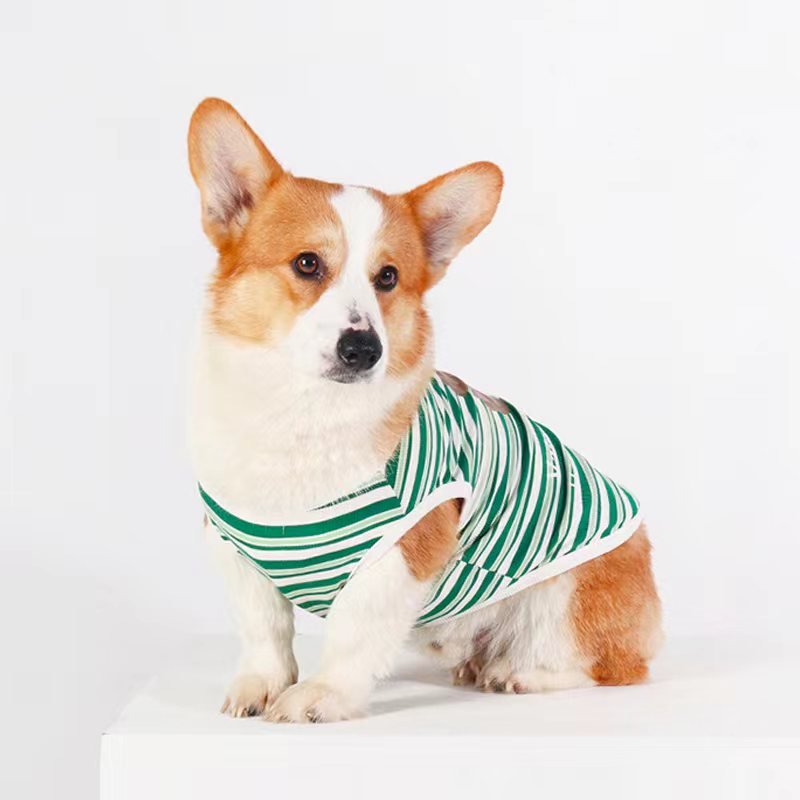 Stripe Sleeveless Tank Top Shirt Corgi Dog Clothes - PIKAPIKA