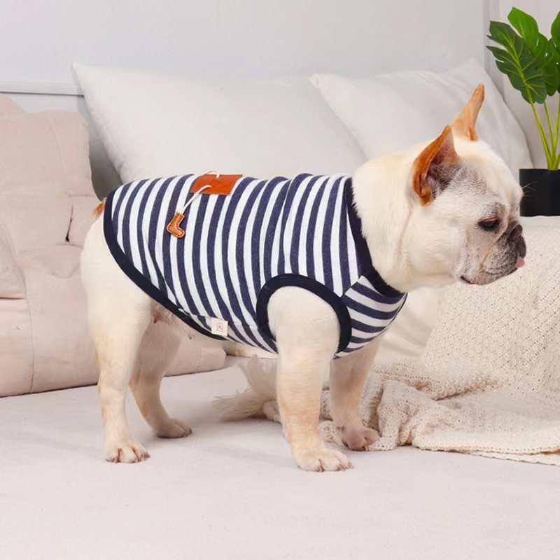 Stripe Sleeveless Tank Top T Shirt Bulldog Dog Clothes - PIKAPIKA