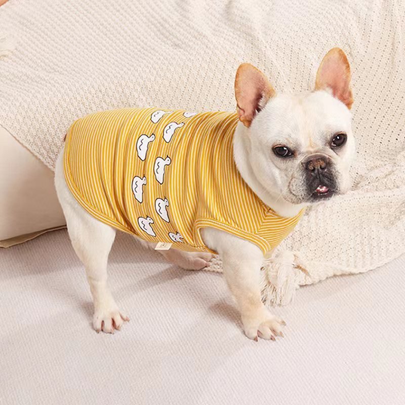 Stripe Sleeveless Tank Top T Shirt Bulldog Dog Clothes - PIKAPIKA
