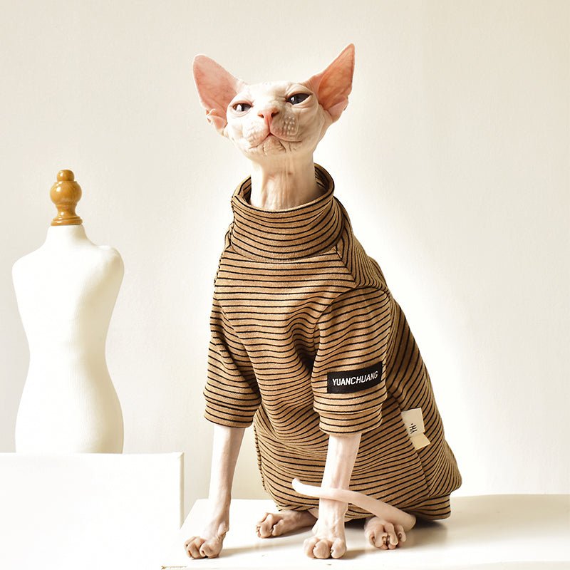 Stripe Turtleneck Shirt Sphynx Cat Clothes - PIKAPIKA