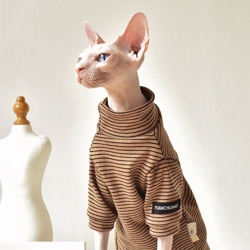 Stripe Turtleneck Shirt Sphynx Cat Clothes - PIKAPIKA