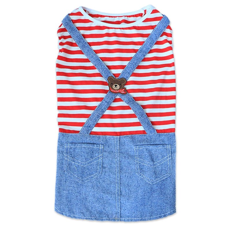Stripes T-shirts Denim Adjustable Corgi Clothes Sleeveless - PIKAPIKA
