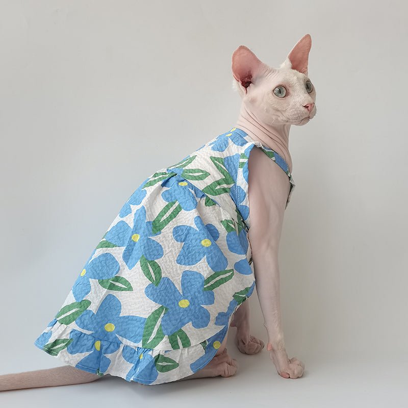 Summer Breathable Floral Dress Sphynx Cat Clothes - PIKAPIKA