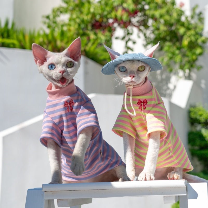 Sweet Bow Cotton Base Layer T-Shirt Sweatshirt Sphynx Cat Clothes - PIKAPIKA